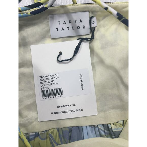 Tanya Taylor NWT Claudette Tie-Shoulder Ruffle Peplum Top in Zest Multi Size 10 - Picture 5 of 5